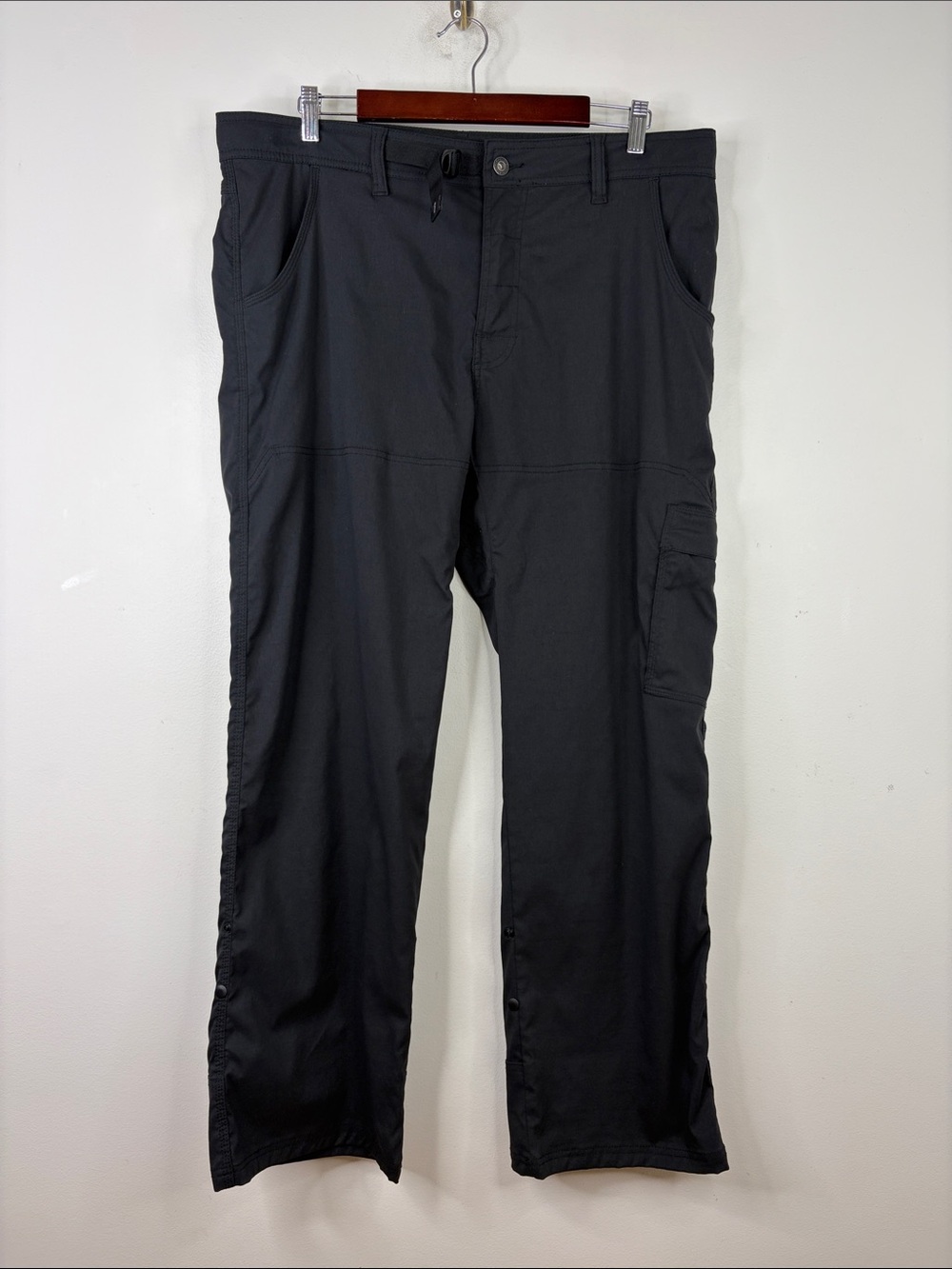 Prana Stretch Zion Pants Mens XL x 30 Black Straight Leg Travel Workwear Cargo